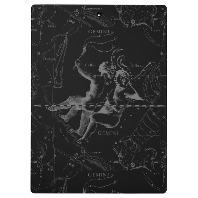Gemini Constellation Map Engraving by Hevelius Clipboard (Back)