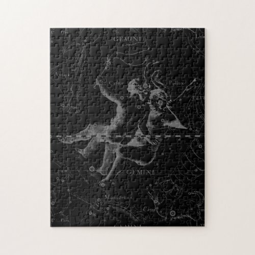 Gemini Constellation Map Engraving by Hevelius Jigsaw Puzzle
