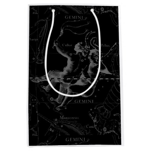 Gemini Constellation Map Engraving by Hevelius Medium Gift Bag