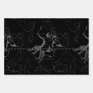 Gemini Constellation Map Engraving by Hevelius Yard Sign