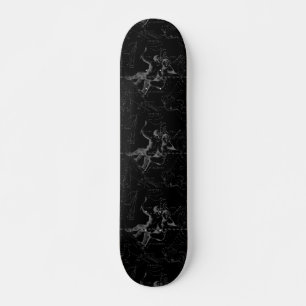 Gemini Constellation Map Hevelius 1690 on Black Skateboard Deck