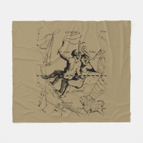 Gemini Constellation Map Hevelius circa 1690 Fleece Blanket