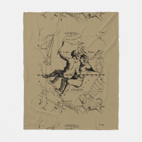 Gemini Constellation Map Hevelius circa 1690 Fleece Blanket