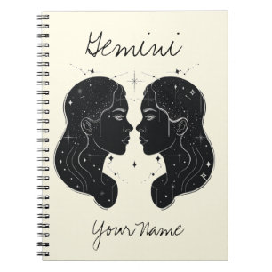 Gemini Constellation Minimalist Line Art Notebook