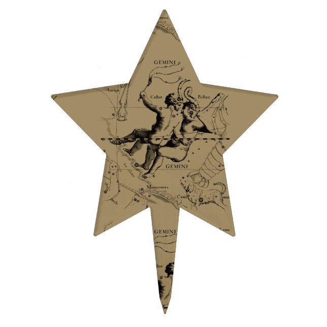 Gemini Constellation Zodiac Hevelius 1690 Cake Topper (Front)