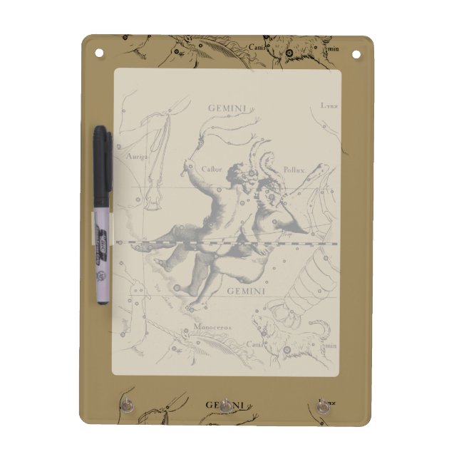 Gemini Constellation Zodiac Hevelius 1690 Dry Erase Board (Front)