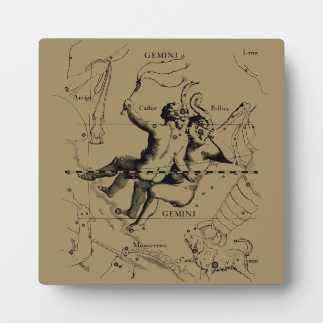Gemini Constellation Zodiac Hevelius 1690 Plaque (Front)