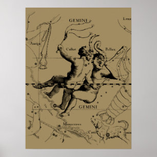 Gemini Constellation Zodiac Hevelius 1690 Poster