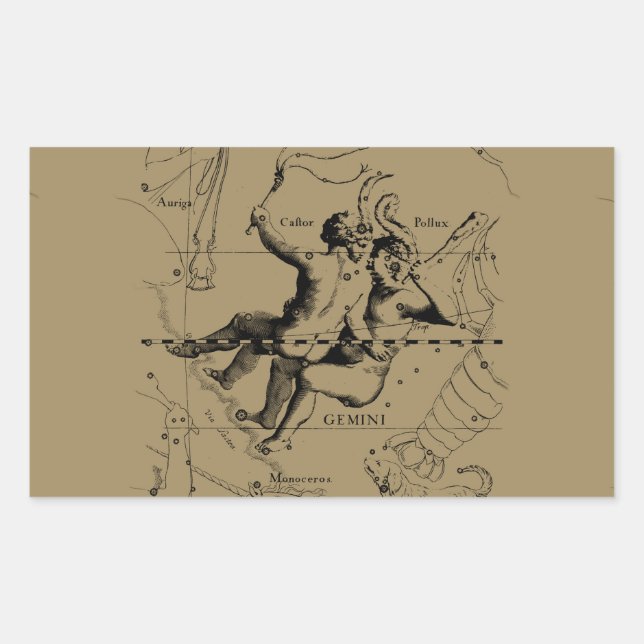Gemini Constellation Zodiac Hevelius 1690 Rectangular Sticker (Front)