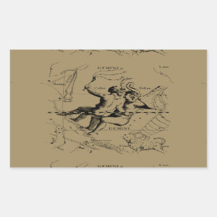 Gemini Constellation Zodiac Hevelius 1690 Rectangular Sticker