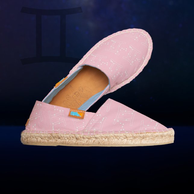 Gemini Constellation Zodiac Sign Pink Espadrilles (Gemini zodiac sign espadrilles just for you. You can change the Canvas Color to your favorite!)
