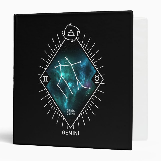 Gemini Constellation & Zodiac Symbol 3 Ring Binder (Front/Inside)