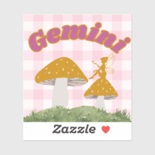 Gemini Cottagecore Aesthetic Fairy Mushroom Art Sticker