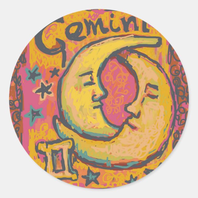 Gemini, Customizable Astrology Products Classic Round Sticker (Front)