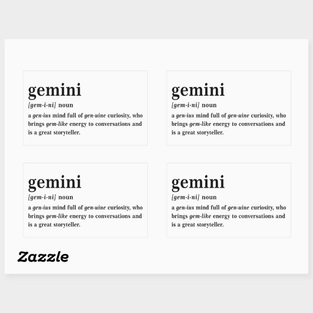 Gemini Definition Aesthetic Astrology Gift Rectangular Sticker (Sheet)