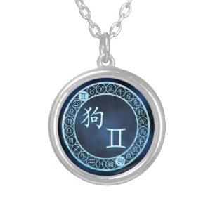 Gemini/Dog Silver Plated Necklace