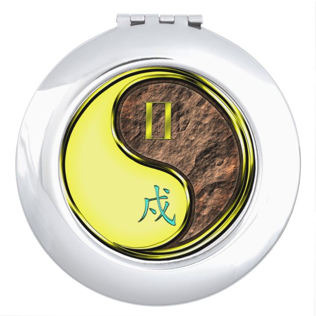 Gemini & Earth Dog Compact Mirror (Front)