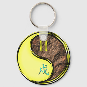 Gemini & Earth Dog Keychain