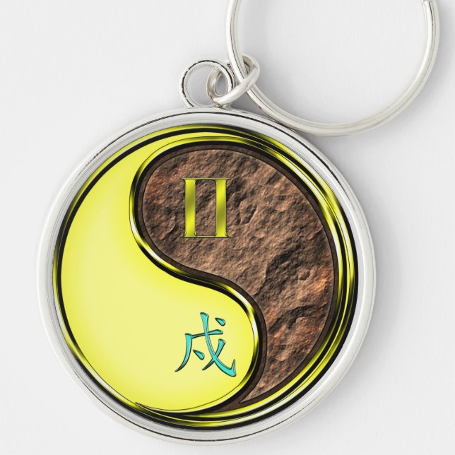 Gemini & Earth Dog Keychain (Front)