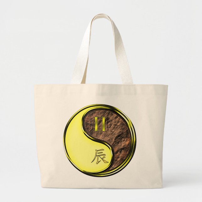 Gemini & Earth Dragon Large Tote Bag (Front)