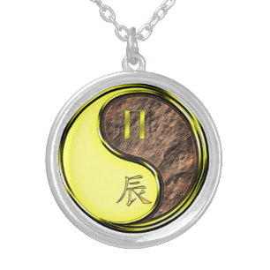 Gemini & Earth Dragon Silver Plated Necklace