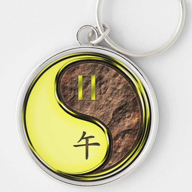 Gemini & Earth Horse Keychain (Front)