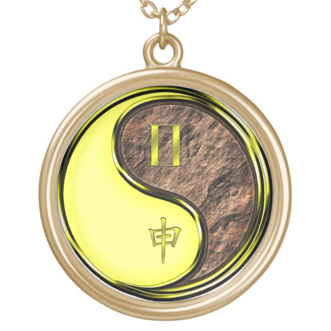 Gemini & Earth Monkey Gold Plated Necklace (Front)