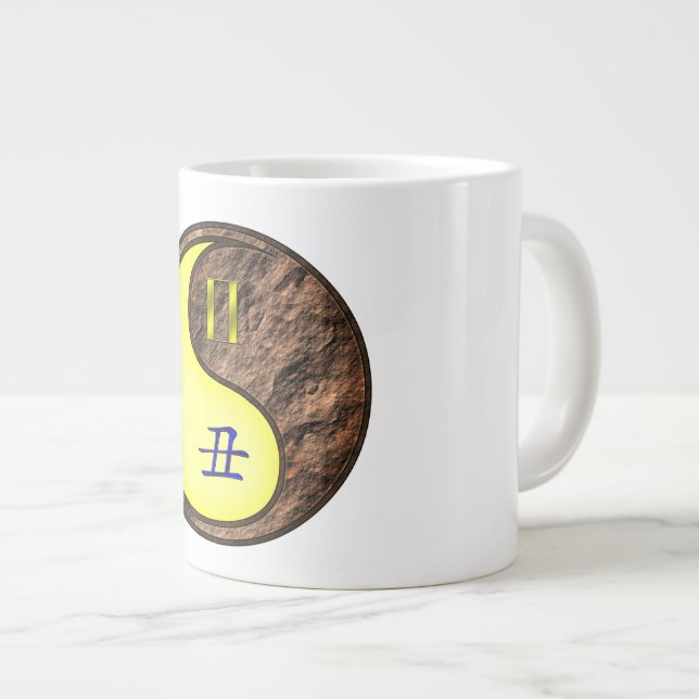 Gemini & Earth Ox Giant Coffee Mug (Front Right)