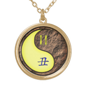 Gemini & Earth Ox Gold Plated Necklace