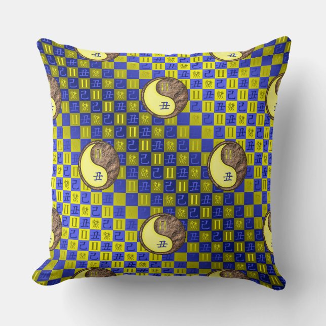 Gemini & Earth Ox Throw Pillow (Front)