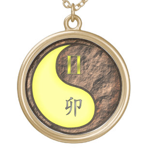 Gemini & Earth Rabbit Gold Plated Necklace