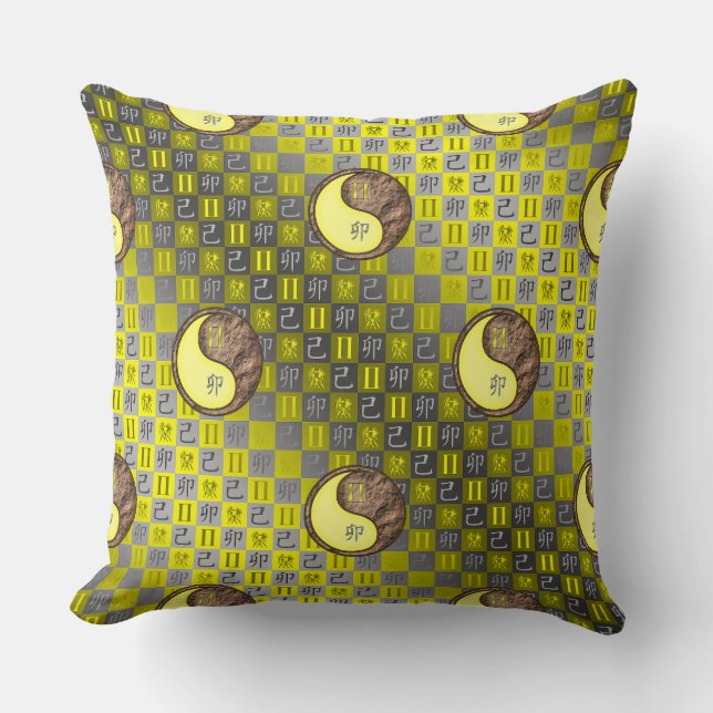 Gemini & Earth Rabbit Throw Pillow (Front)