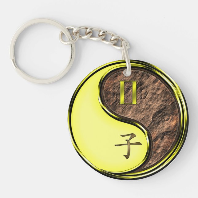 Gemini & Earth Rat Keychain (Front)