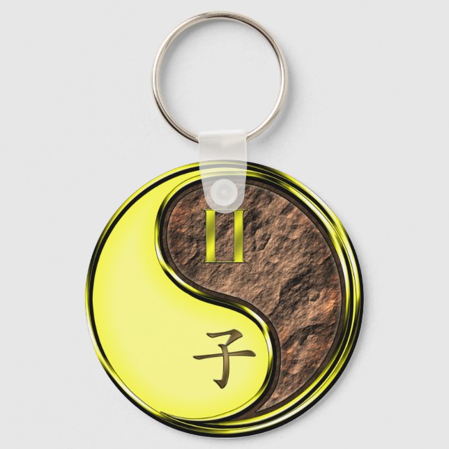 Gemini & Earth Rat Keychain (Front)