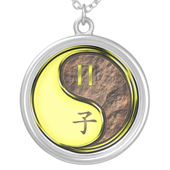 Gemini & Earth Rat Silver Plated Necklace (Front)