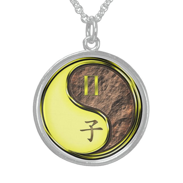 Gemini & Earth Rat Sterling Silver Necklace (Front)