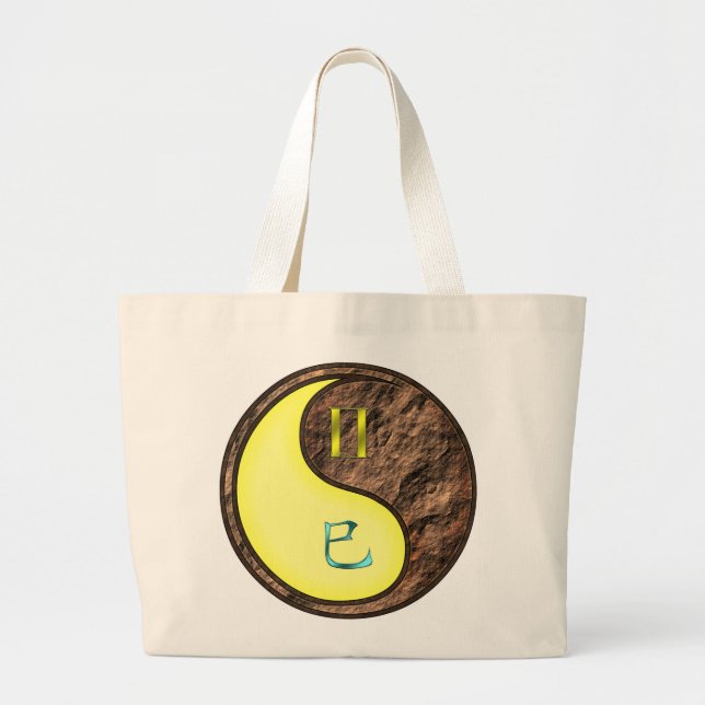 Gemini & Earth Snake Large Tote Bag (Front)