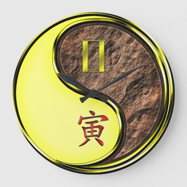 Gemini & Earth Tiger Large Clock (Front)