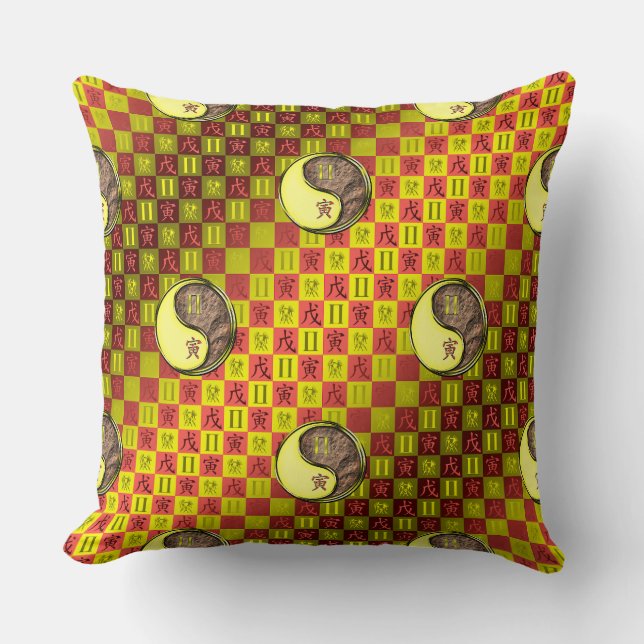 Gemini & Earth Tiger Throw Pillow (Front)