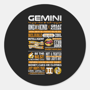 Gemini Facts Zodiac Sign Classic Round Sticker