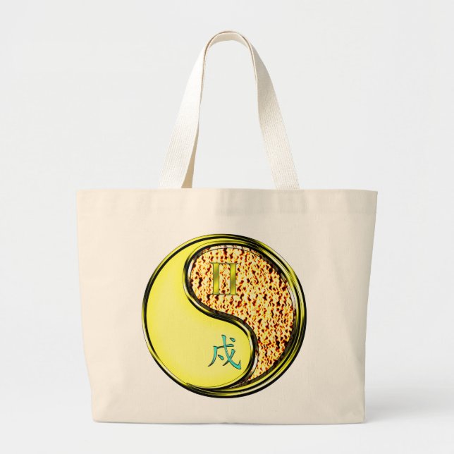 Gemini & Fire Dog Large Tote Bag (Front)