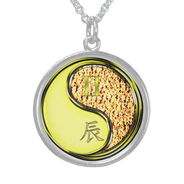 Gemini & Fire Dragon Sterling Silver Necklace (Front)