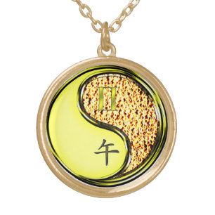 Gemini & Fire Horse Gold Plated Necklace