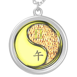 Gemini & Fire Horse Silver Plated Necklace