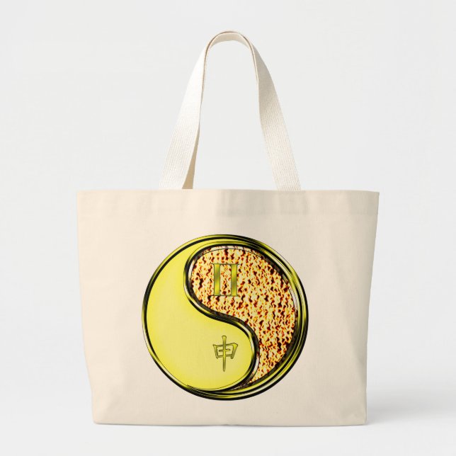 Gemini & Fire Monkey Large Tote Bag (Front)