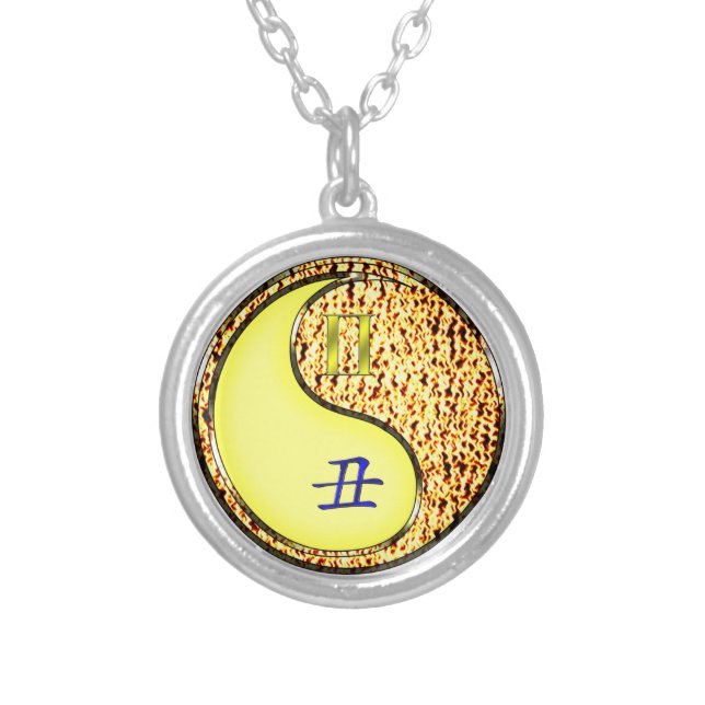 Gemini & Fire Ox Silver Plated Necklace (Front)