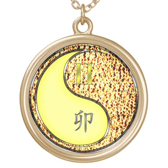 Gemini & Fire Rabbit Gold Plated Necklace (Front)