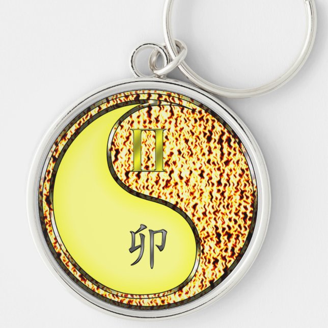 Gemini & Fire Rabbit Keychain (Front)