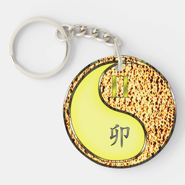 Gemini & Fire Rabbit Keychain (Front)
