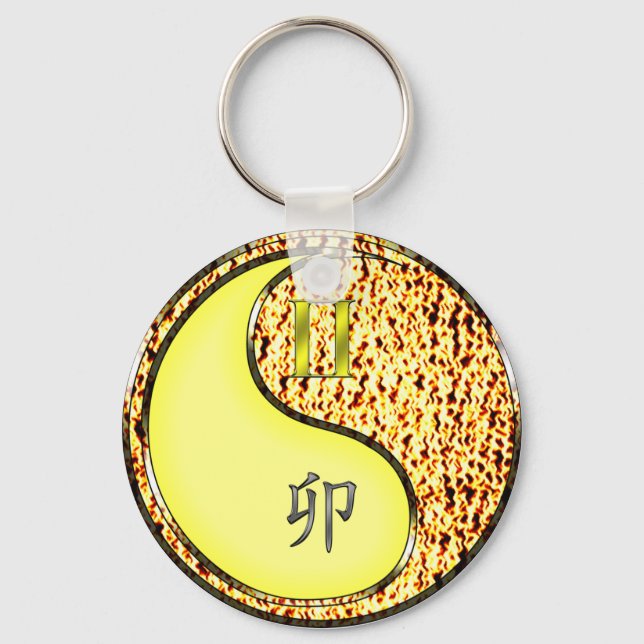 Gemini & Fire Rabbit Keychain (Front)